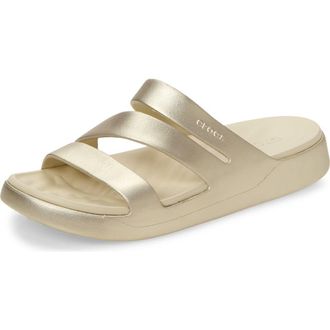 Crocs Getaway Waterproof Strappy Slide Sandal in Champagne Metallic at Nordstrom, Size 10
