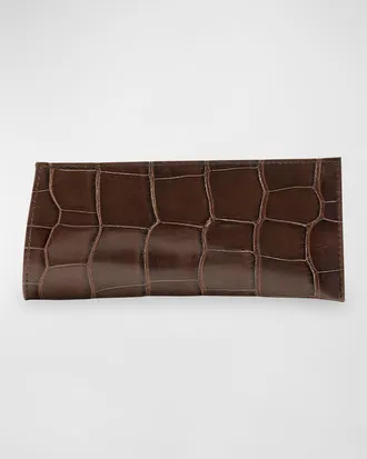 Abas Men & apos;s Glazed Alligator Leather Eyewear Case