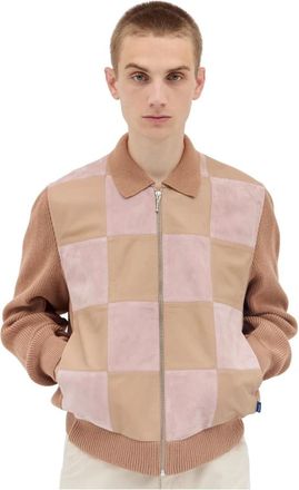 Awake NY Ruitjes Zip Jas - Heren - Zomerjassen - Bruin - L - Leer - Jassen