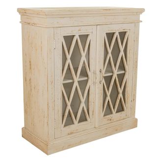 Wanderlust Deco Wanderlust Deco - Recibidor De Madera Y Cristal Artesanal Blanco 90x40x100