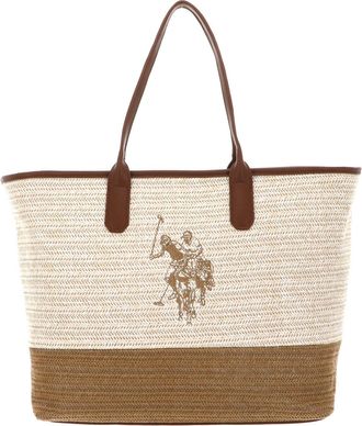 U.S.Polo Association shopper bag shoulder bag Pool Party Shopping Bag Natural creme-white