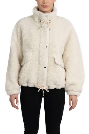 Love Token Amari Teddy Faux Fur Jacket In Beige