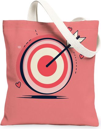 Generic Target Design Canvas Tote Bags, Chic Archery Pattern Reusable Grocery Bags, Summer Lightweight Washable Shoulder Strap Canvas for Travel Beach Picnic 