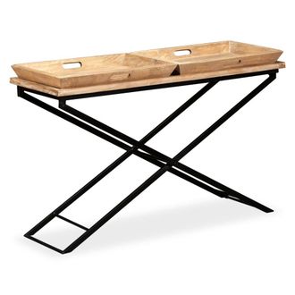 vidaXL Mesa Consola De Madera De Mango Maciza 130x40x80 Cm Vidaxl