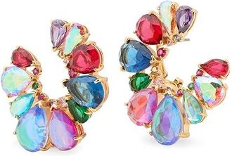 Kate Spade New York Shine Me Up Fan Hoops Womens Earring, Brass/Glass