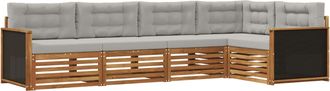 vidaXL Conjunto De Sof&aacute;s De Exterior 5 Uds. Natural Y Gris Claro Vidaxl