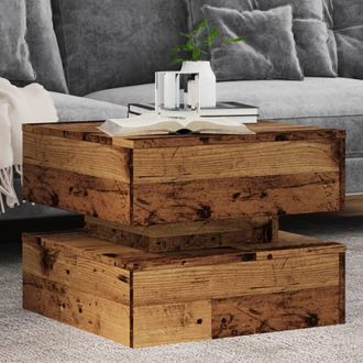 vidaXL Tavolino Da Salotto Con Luci Led Legno Antico 50x50x40 Cm - Vidaxl