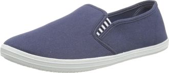 Generic Mens Slip on Canvas Summer Shoes (Navy White, 10)