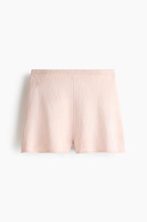 H&M Roll-edge Knitted Shorts in Powder Pink at Nordstrom, Size Xx-Small