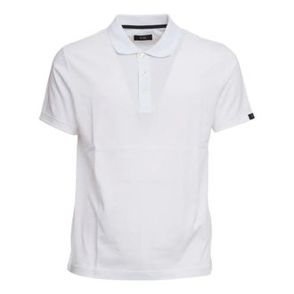 Fay Polo Shirts, male, White, Size: XL Short-Sleeved Cotton Polo Shirt