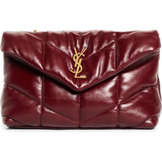 Saint Laurent Toy Loulou Quilted Puffer Leather Shoulder Bag in Dark Ruby at Nordstrom