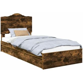 vidaXL Storage Bed with Drawer Smoked Oak 90 x 190 cm Engineered Wood vidaXL