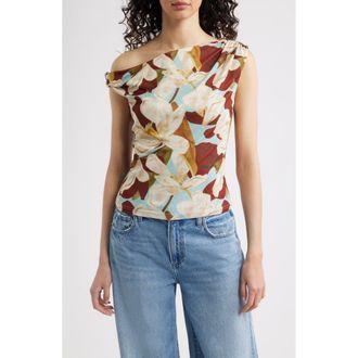 Rails Orelia Floral One-Shoulder Top in Plumeria at Nordstrom, Size Xx-Small