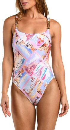 L'agence Remi Print One-Piece Swimsuit in Pink Multi at Nordstrom, Size X-Small