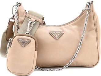 Prada Re-Edition 2005 Shoulder Bag Tessuto kleine crossbodytas - Beige