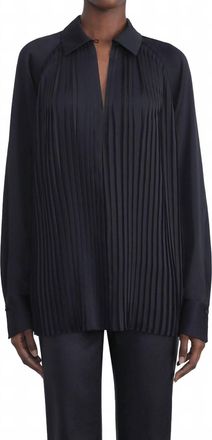Lafayette 148 New York Etienne Satin Long Sleeve Blouse In Black