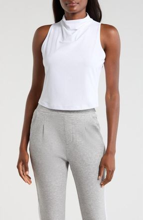 Lord & Taylor Rib Funnel Neck Sleeveless Top in Brilliant White at Nordstrom, Size X-Small