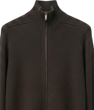 Emporio Armani Ribbed Wool Cardigan - Brown
