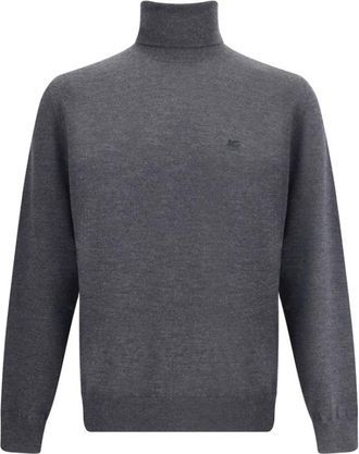 Etro Truien & Vesten, Heren, Grijs, XL, Wol, Geribbelde Wollen Coltrui