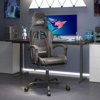 vidaXL Silla Gaming Con Reposapi&eacute;s Cuero Sint&eacute;tico Negro Gris Vidaxl