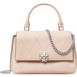 Tory Burch Charlie Quilted Leather Top Handle Bag in Soft Pink at Nordstrom