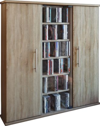 ebuy24 Madera Cd Dvd Stand Estante Santo Puerta De Vidrio 92x86x18 - Vcm