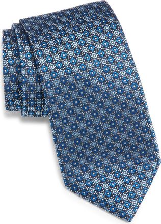 Canali Micro Medallion Silk Tie in Blue at Nordstrom