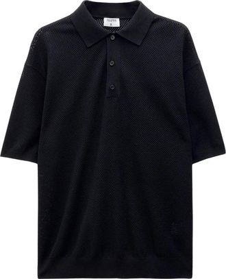 Filippa K Zwarte Mesh Polo Shirt - Heren - Polos - Zwart - XL - Polyester - Tops