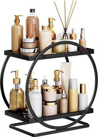 OEM Estante Organizador De Cosm&eacute;ticos Para Tocador, Estante Organizador De Ba&ntilde;o De Doble Capa, Ideal Para Dormitorio (redondo Negro)