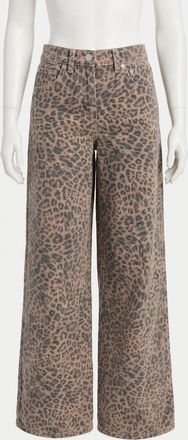 Z Supply Marli Denim Leopard Pant In Desert Tan