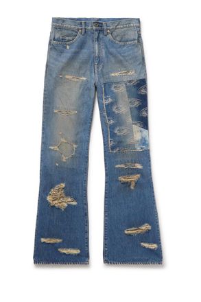 KAPITAL Flared Distressed Patchwork Jeans