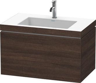 Duravit Lavabo Para Muebles Duravit L-cube C-bonded Con Base, Colgante, 80x48 Cm, 1 Extra&iacute;ble, Sin Rebosadero, 3 Agujeros Para Grifos, Color: Decoraci&oacute;n Casta