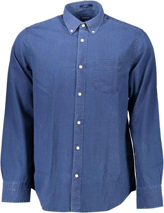 GANT Blauw Katoenen Heren Overhemd - Heren - Casual Overhemden - Blauw - S - Katoen - Overhemden