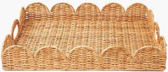 Mrs. Alice Natural Scalloped Rattan Tray in Neutral at Nordstrom