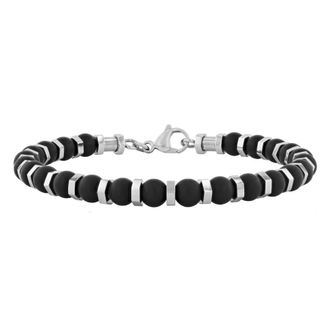 Robert Alton Stainless Steel Matte Onyx Bead Bracelet