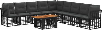 vidaXL Conjunto De Sof&aacute;s De Jard&iacute;n 10 Uds. Negro Y Gris Oscuro Vidaxl