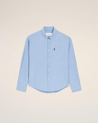Ami Blue Cotton Boxy Embroidered Ami De Coeur Shirt White - 36 - for Men
