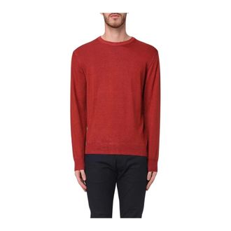Woolrich Round-neck Knitwear, male, Red, XL, Regular Fit Knit Jumper