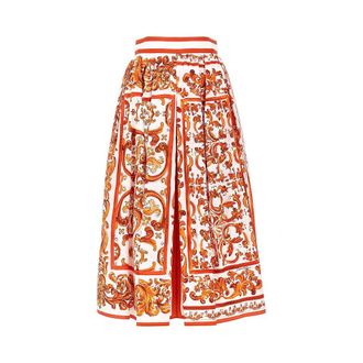 Dolce & Gabbana Majolica print poplin midi skirt Woman 40