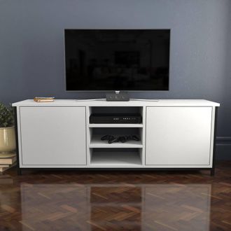 Decorotika Otis TV Stand, TV Unit for TVs up to 63 inch in White
