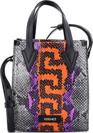 Versace Convertible Tote Python Embossed Leather Mini
