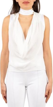 Elisabetta Franchi Viscose Georgette Top - Dames - Tops zonder mouwen - Beige - L - Satijn - Tops