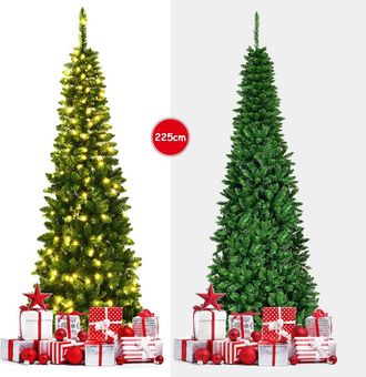 Costway Rbol De Navidad Artificial 225 Cm Luces De 2 Tipos Decoraci&oacute;n Para Navidad Hogra Interior Fiesta - Costway