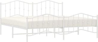 vidaXL Estructura cama sin colchón con estribo metal blanco 200x200 cm Vidaxl
