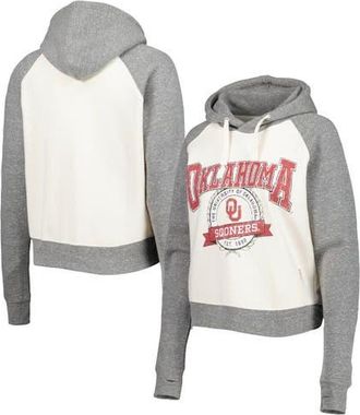 Pressbox Womens Pressbox Cream/Heather Gray Oklahoma Sooners Cody Tri-Bend Raglan Pullover Hoodie in White at Nordstrom, Size Medium