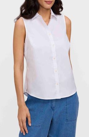 Foxcroft Dina Sleeveless Button-Up Shirt in White at Nordstrom, Size X-Large