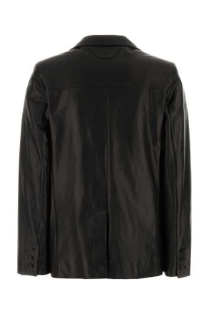Santoro London Leather Blazer - Black