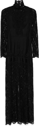 Paco Rabanne Abito lungo con applicazione in pizzo a fiori - Nero