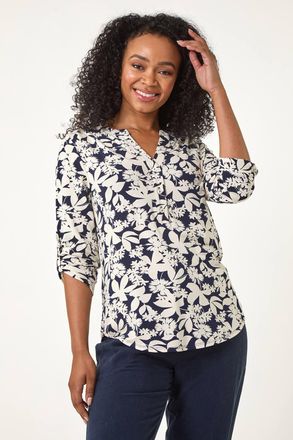 Roman Floral Print Button Through Shirt