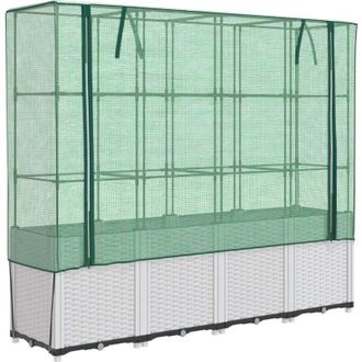 vidaXL Vidaxl - Arriate Con Cubierta Invernadero Aspecto Rat&aacute;n 160x40x153 Cm
